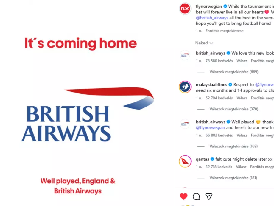 Egy napra British Airways lett a Norwegian 