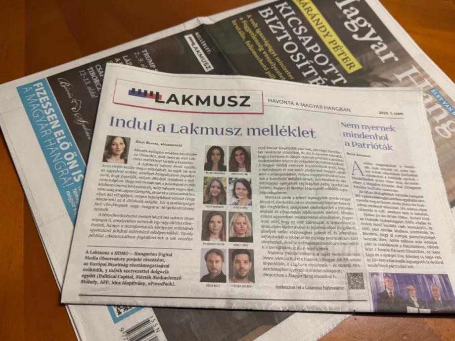 Kijött printben a Lakmusz a Magyar Hang mellékleteként