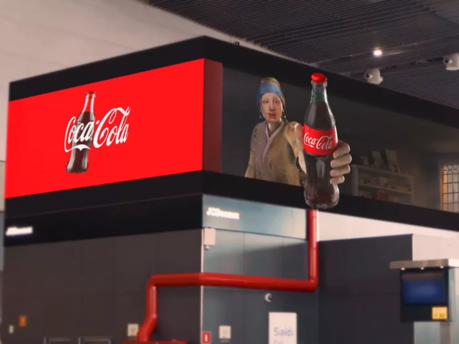 Egy reptéren a Leány gyöngy fülbevalóval szolgálja fel a Coca-Colát